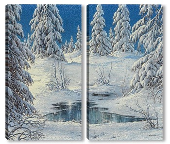 Модульная картина Снежный зимний лес в Шварцвальде