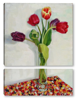 Модульная картина Тюльпаны в стеклянной вазе