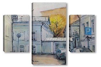 Модульная картина Москва двухэтажная (Кадашевский переулок)