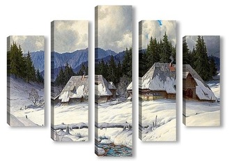 Модульная картина Зимний пейзаж в Шварцвальде