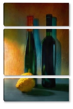 Модульная картина 2 бутылки и лимон