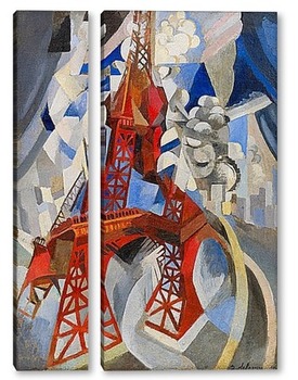 Модульная картина Красная Эйфелева башня