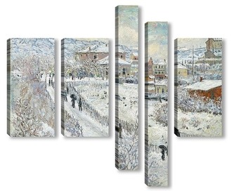 Модульная картина Вид Аржантея в снегу