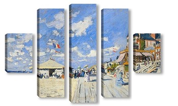 Модульная картина Тротуар на пляже в Трувиль