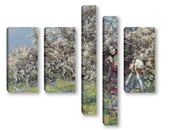 Модульная картина Ягнята в цветах