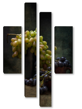 Модульная картина Натюрморт с виноградом и пчелой