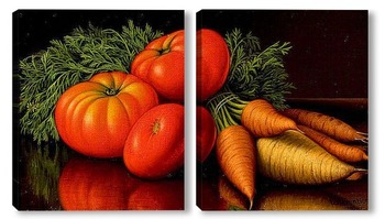Модульная картина Натюрморт с помидорами и морковью