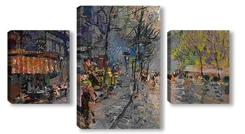 Модульная картина Вид на парижскую улицу