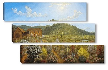 Модульная картина Вид на дом художника и сад на Земле Вандименовой,равнина Миллс