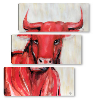 Модульная картина Красный бык