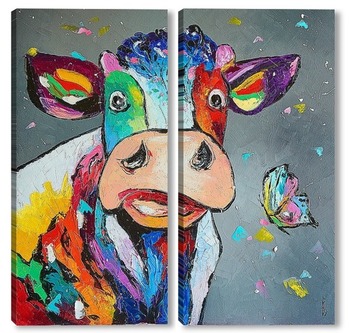 Модульная картина Счастливая корова
