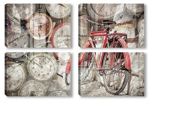 Модульная картина Красный велосипед