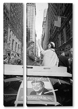 Модульная картина Сенатор Джон Кеннеди и Жаклин Кеннеди на параде серпантинов