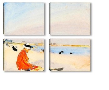 Модульная картина Женщина на пляже