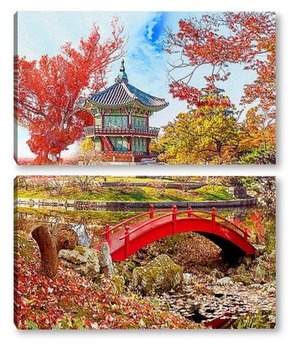 Модульная картина Осенний сад