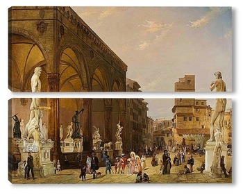 Модульная картина Лоджия деи Ланци и Площадь Синьории во Флоренции