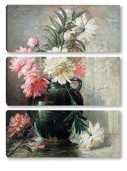 Модульная картина Натюрморт с розовыми и белыми пионами