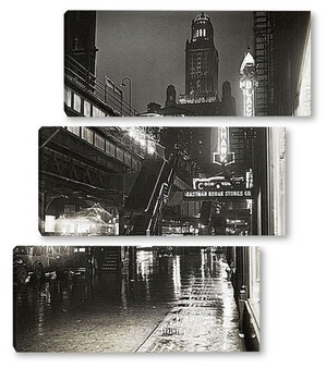 Модульная картина Улица Нью-Йорка ночью.