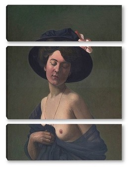 Модульная картина Женщина в черной шляпе