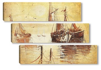 Модульная картина Корабли в гавани