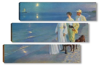 Модульная картина Летний вечер на пляже Скаген - художник и его жена 
