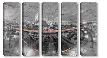 Модульная картина Черно белый город