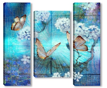 Модульная картина Бабочки и сакура