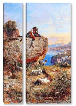 Модульная картина Соррентийский пейзаж и пастух, 1893