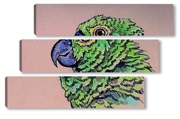 Модульная картина Зеленый попугай