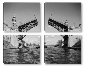 Модульная картина Судно проплывающее под мостом Монтлайк.