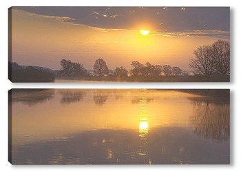 Модульная картина Рассвет на реке