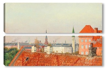 Модульная картина Вид на крыши Копенгагена из мастерской художника