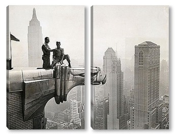 Модульная картина Перекур сверху горгульи, Крайслер Билдинг, 1940
