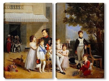 Модульная картина Наполеон с детьми на террасе дворца Сен-Клу