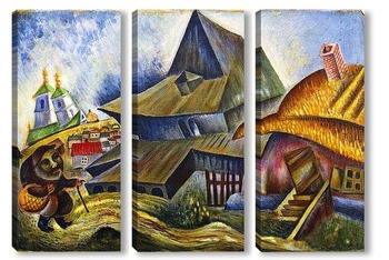 Модульная картина Деревня