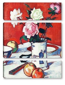 Модульная картина Розы в китайской вазе