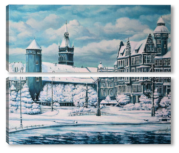 Модульная картина Зимний пейзаж с королевским замком