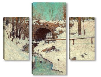 Модульная картина Каменный мост в зимний период, Центральный парк