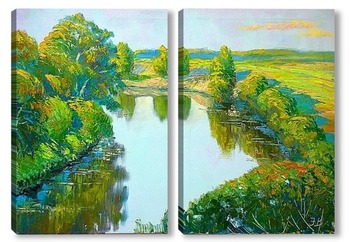 Модульная картина пейзаж с рекой
