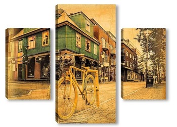 Модульная картина Желтый велосипед
