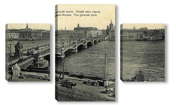 Модульная картина Николаевский мост. Общий вид города.