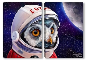 Модульная картина Сова космонавт