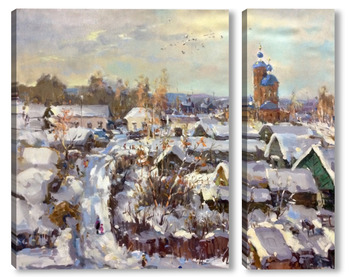 Модульная картина Село зимой прекрасно!