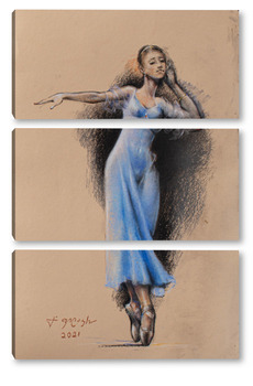 Модульная картина Балерина в голубом