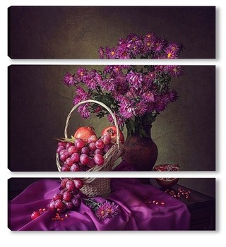 Модульная картина Натюрморт в пурпурных тонах