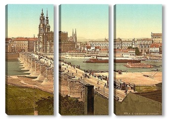 Модульная картина Старый город, Дрезден, Саксония, Германия 1890-1900 гг