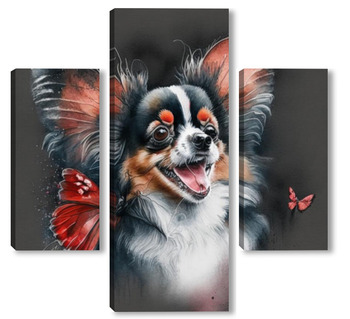 Модульная картина Собака - бабочка арт (3)