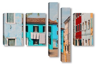 Модульная картина Цветные дома на острове Бурано, Италия