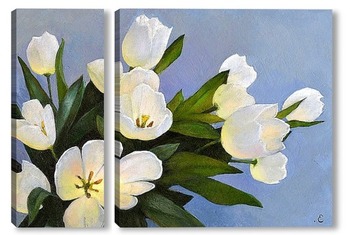 Модульная картина Белые тюльпаны