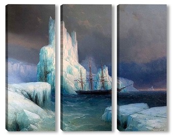 Модульная картина Ледяные горы в Антарктике. 1870